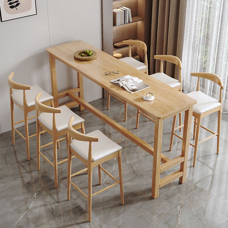Modern Style Bistro Bar Table Rectangle Solid Wood Bar Table for Home