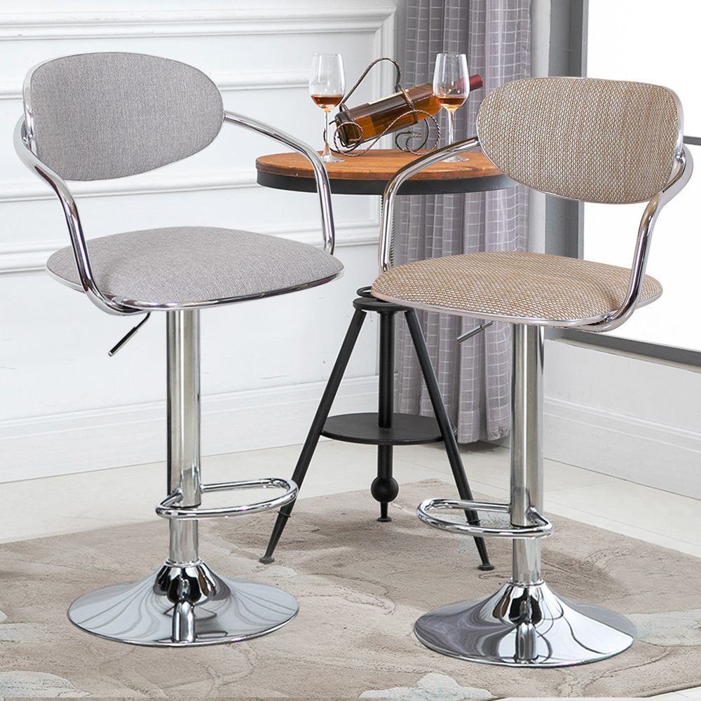 Modern Metal Low Back Bar Stool Armed Adjustable Swivel Bucket Counter Stool
