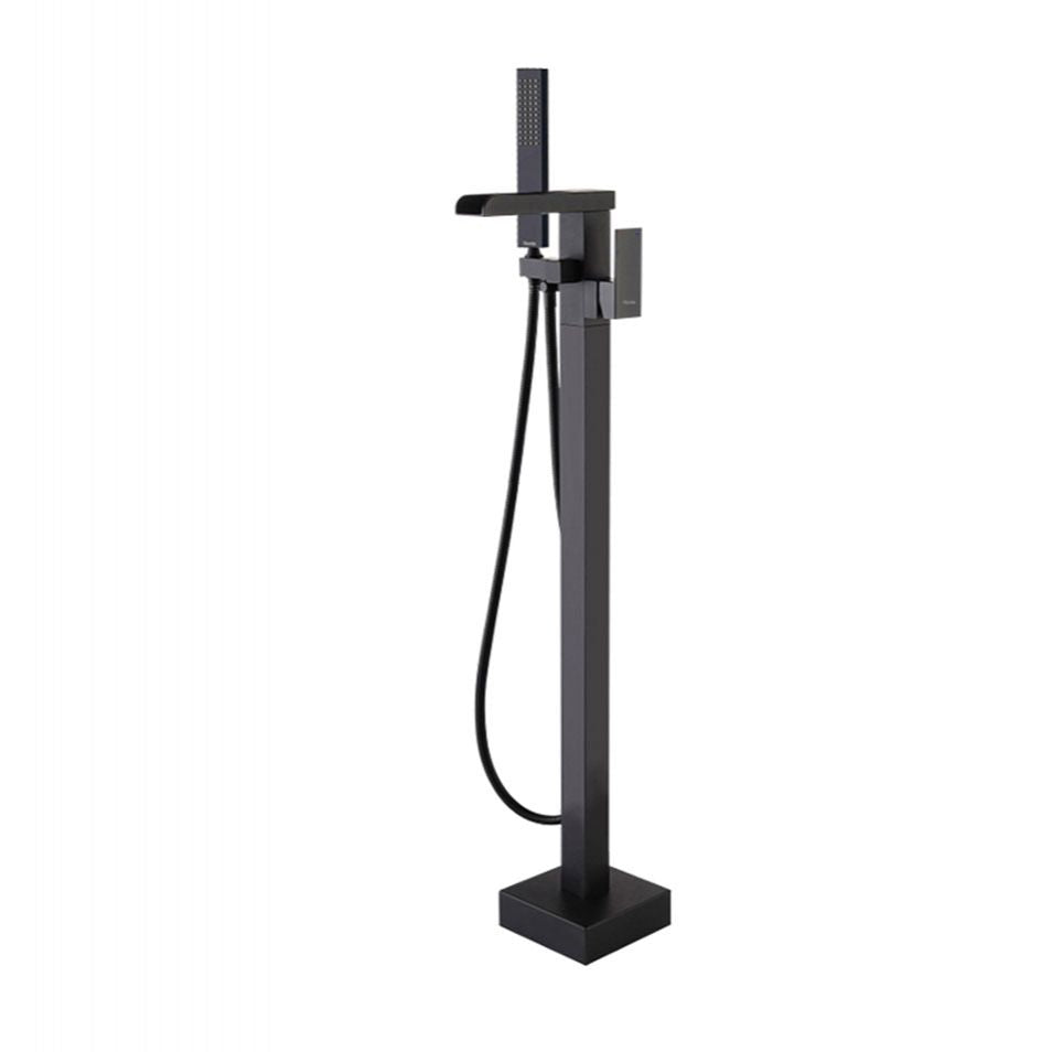 Floor Mounted Metal Freestanding Tub Filler Single Handle Waterfall Freestanding Faucet
