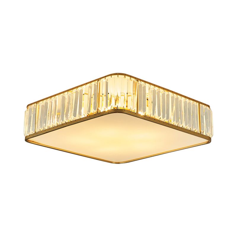14"/18"/21,5' W quadratische Kristall-Deckenleuchte, moderne 3/4/5 Lichter, Schlafzimmer-Unterputzbeleuchtung in Gold