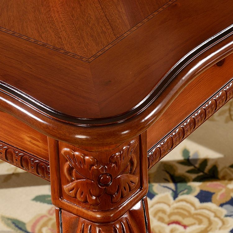 Rectangle 4 Legs Mid-Century Dining Table Wood Color Fixed Table of Solid Wood