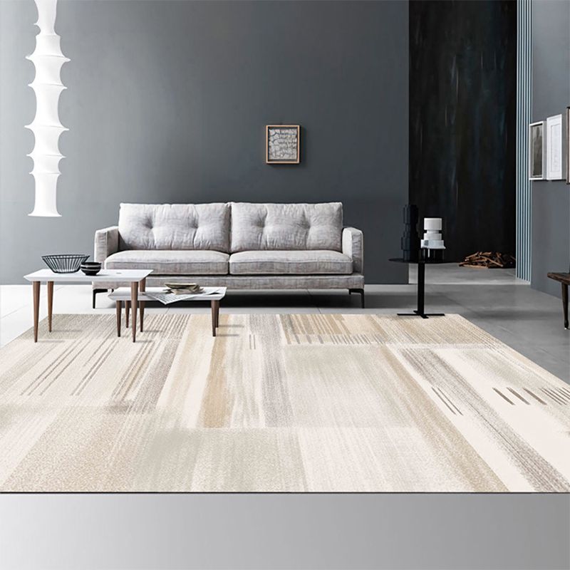 Minimalist Carpet Khaki Tone Rug Polyester Stain Resistant Area Rug for Living Room