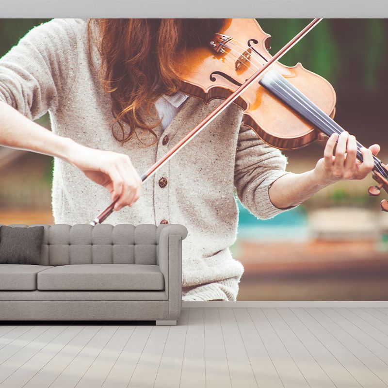 Contemporary Hobby Violin Mural Wallpaper Water Resistant Environment Friendly Wall Decor