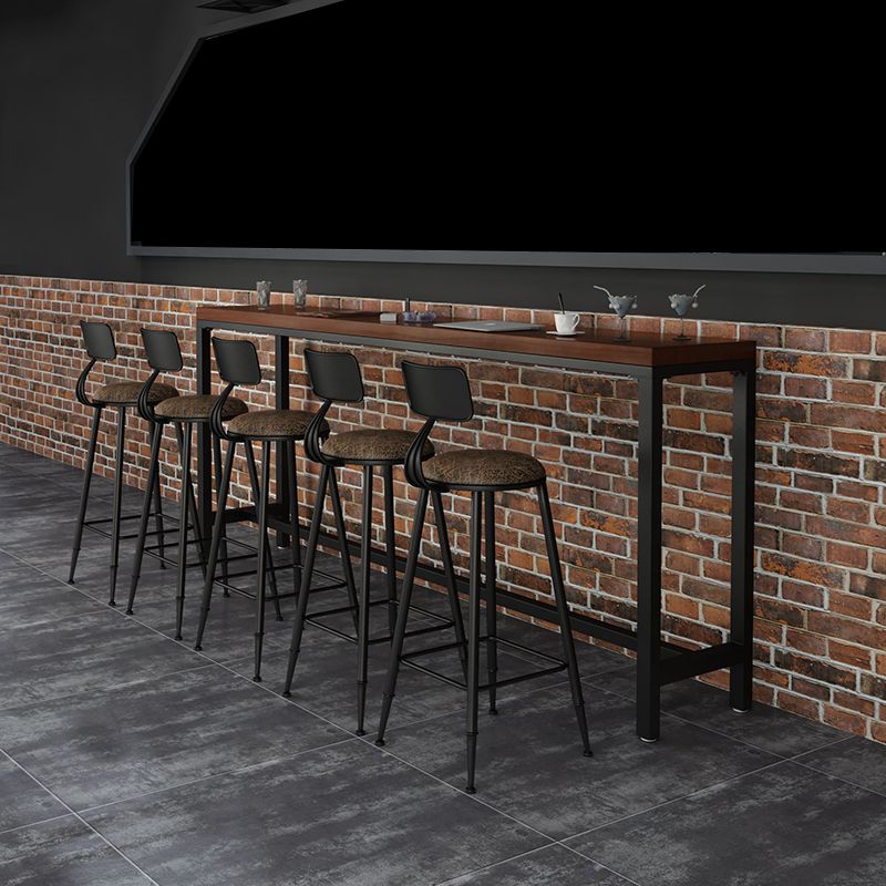 Industrial Rectangle Bar Table Solid Wood Bar Dining Table with Trestle Base