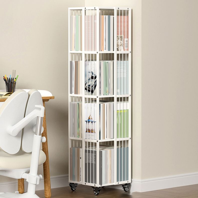 Modern Metal Bookshelf Pure White Standard Open Shelf Vertical Bookcase