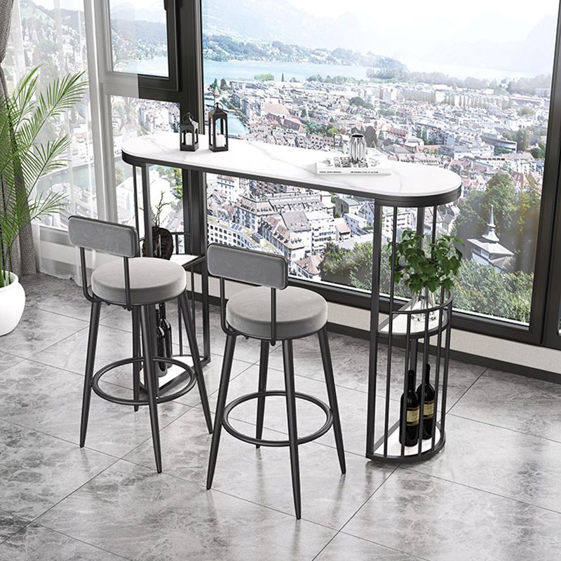 Modern Style 2/3 Pieces Stone Oval Bar Table Set for Living Room