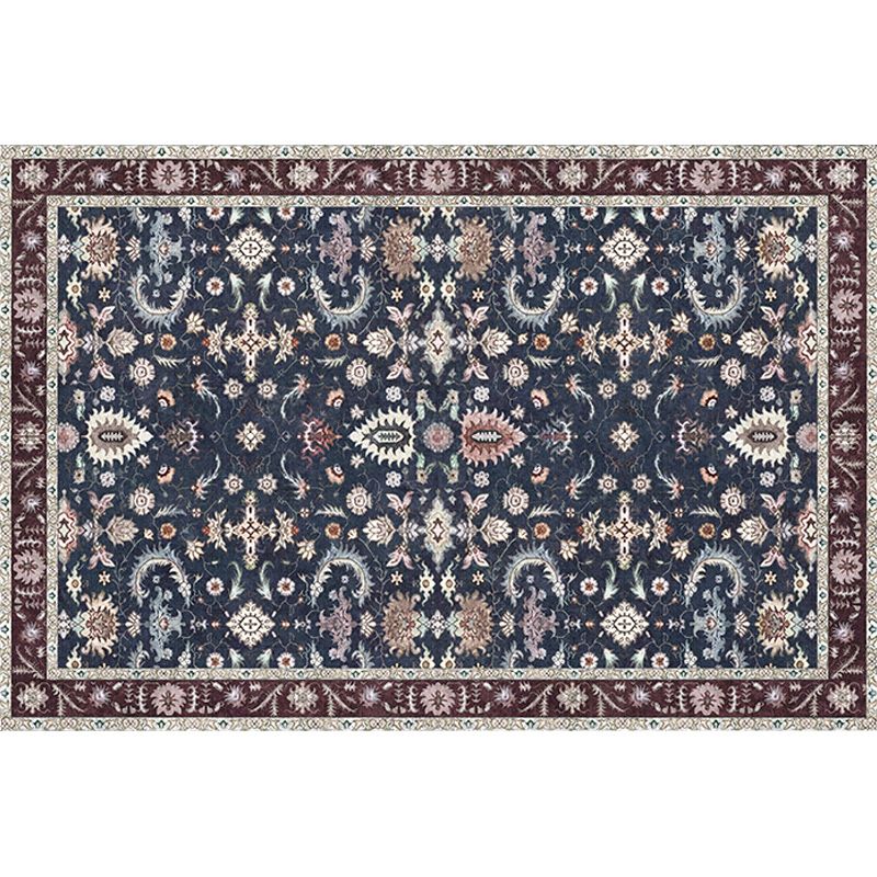 Veelkleurig Marokkaans vloerkleed Polyester Tribal bloempatroon vloerkleed Diervriendelijk wasbaar antislip rugtapijt voor decoratie