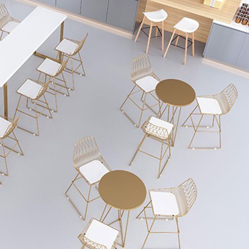 Glam Metal Bar Stools Low Back Dining Stools with Metal Legs