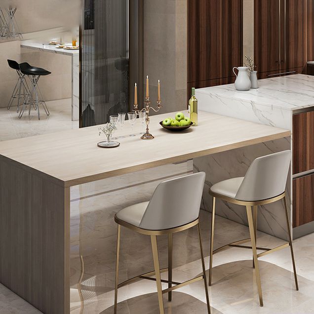 Glam Backrest Armless Counter Stool Iron Bar Stool with Cushion for Cafe