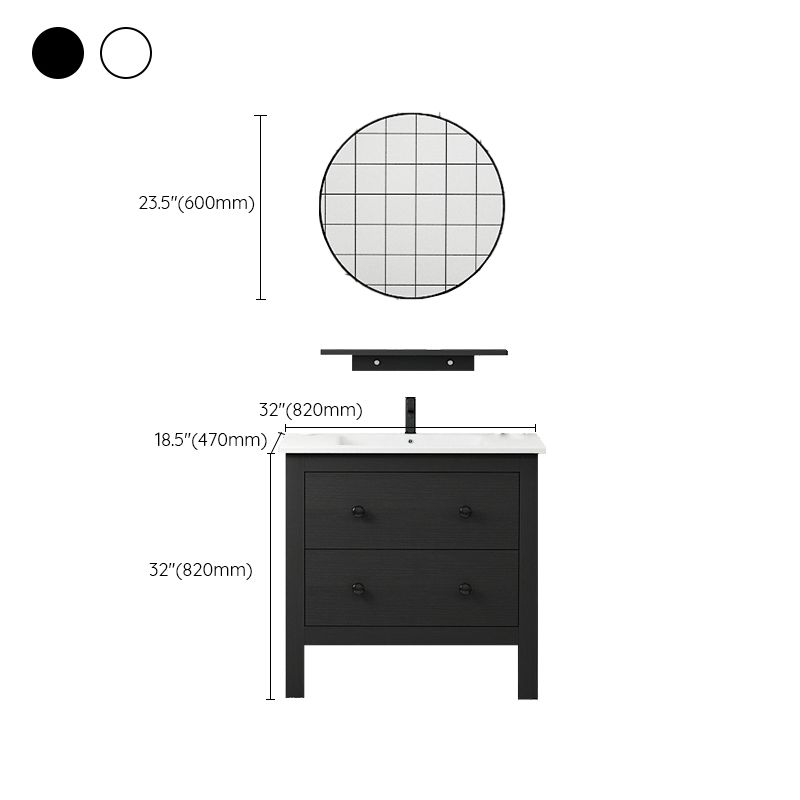 Freestanding Vanity Drawers Single Sink Rectangle Wood Frame Bathroom Vanity with Mirror