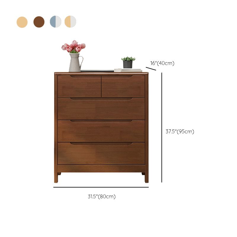 Solid Wood Cabinet with Drawers 15.7" D Rectangular Chest in Rubberwood