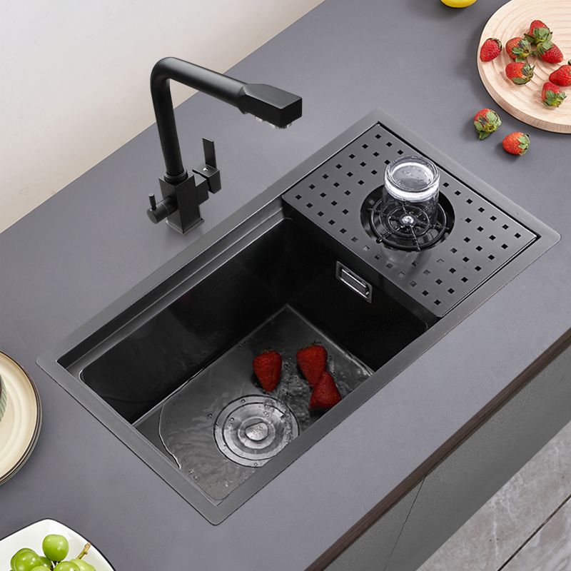 Modern Sink Overflow Hole Single Basin Kitchen Sink with Drain Assembly
