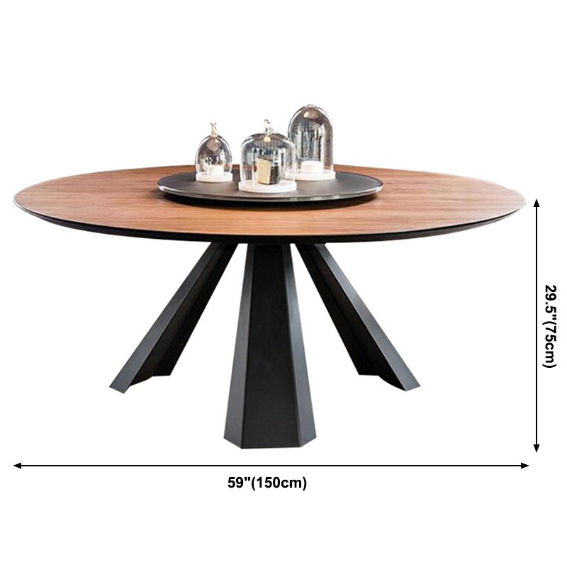 Round Shape 3 Legs Modern Dining Table Wood Color Fixed Table of Solid Wood