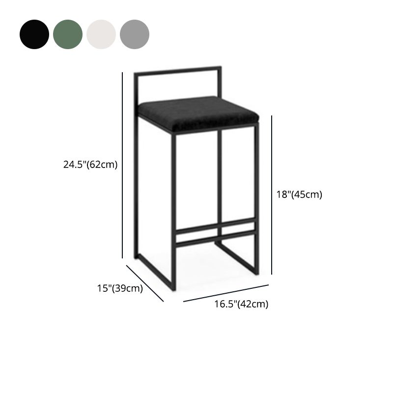 Modern Armless Backrest Counter Stool Iron Cafe Bar Stool with Cushion and Pedal