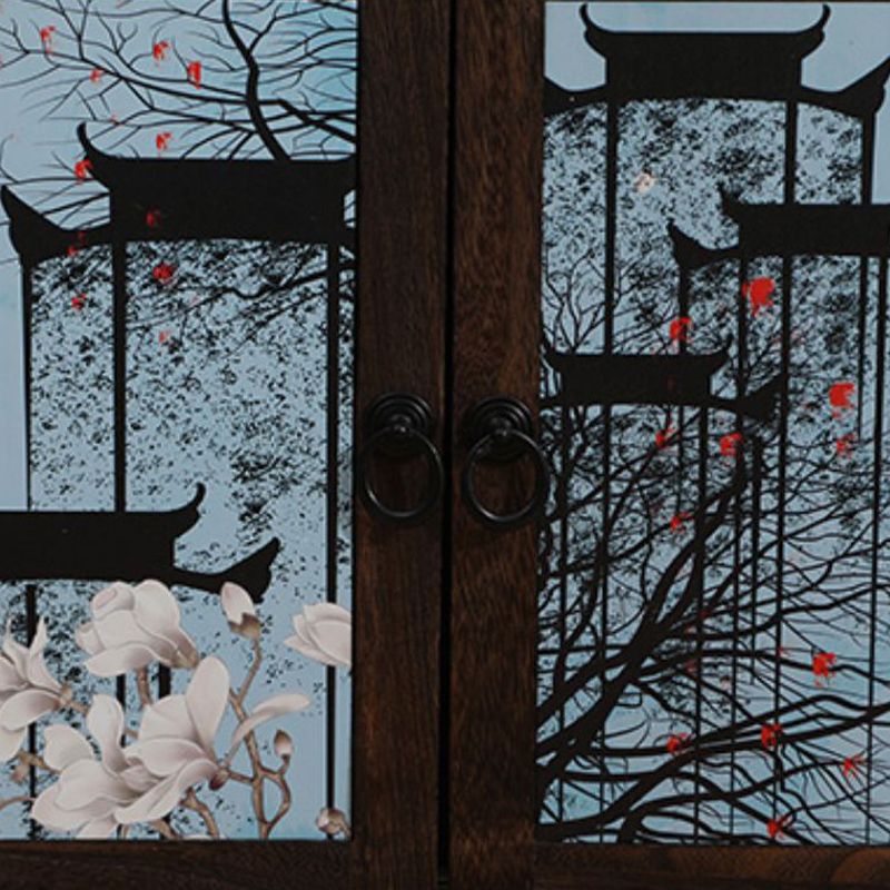 Modern Wooden Combo Dresser Bedside Vertical Storage Chest with Drawers and Doors