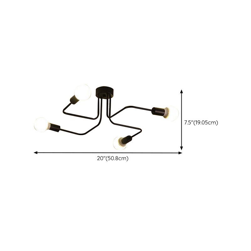 Sputnik Flush Ceiling Light Minimalism Metal Flush Mount for Dining Room