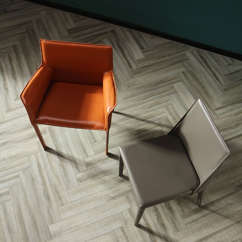 Silla de comedor de cuero moderna, sillón Parsons con acabado mate para cocina