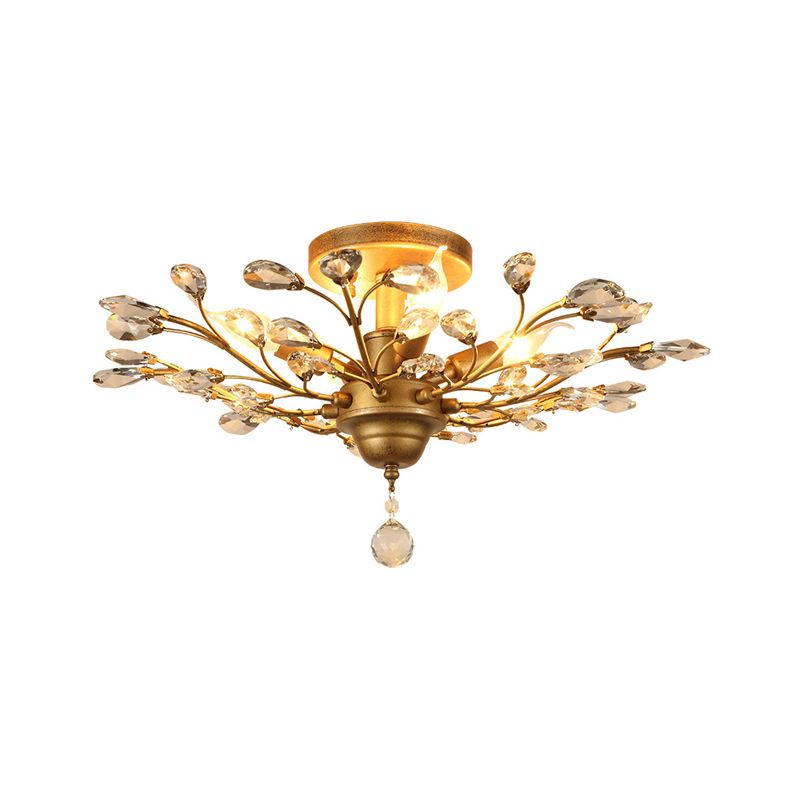 Crystal Branches Ceiling Chandelier Traditional Dining Room Pendant Lighting Fixture