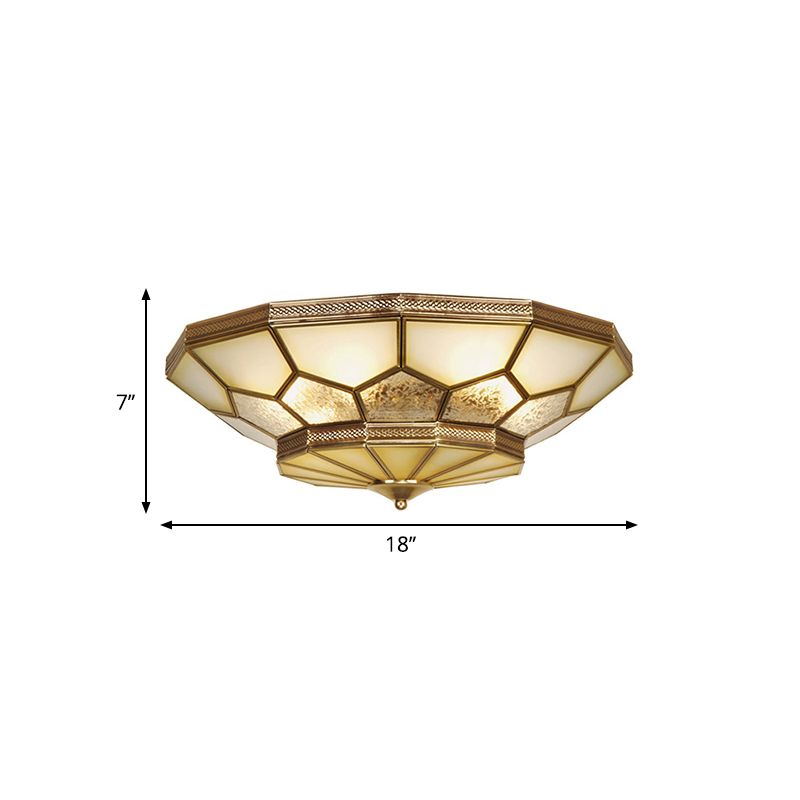 3/4/6 Luci Lampada da Soffitto Soggiorno Tradizionale Ottone Flush Mount con Sfumato Vetro Frosted Shade, 14"/18"/21.5" W