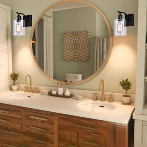 Industrial Style Metal Vanity Light Cylinder Shape Vanity Lamp for Shower Room