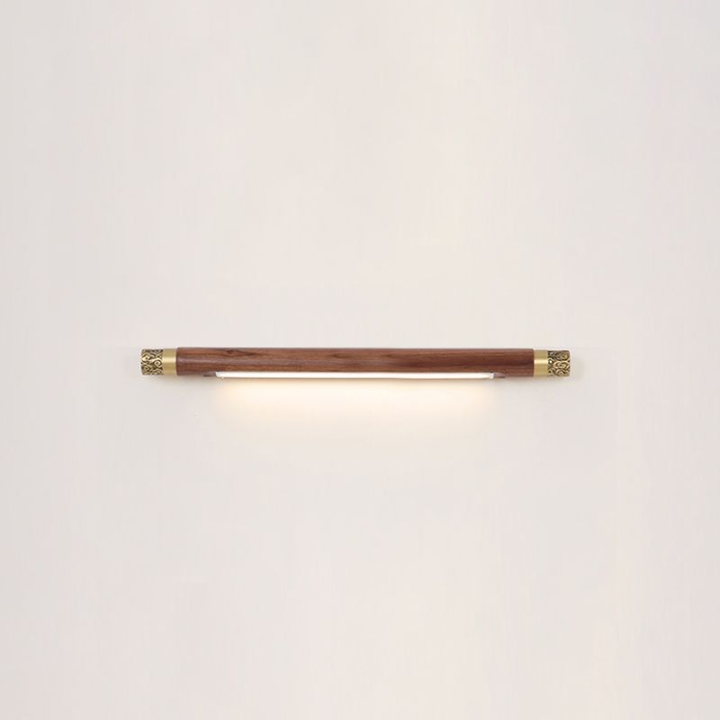 Modern Style Wood Vanity Light Cylinder Shape 1 Light Vanity Lamp for Shower Room