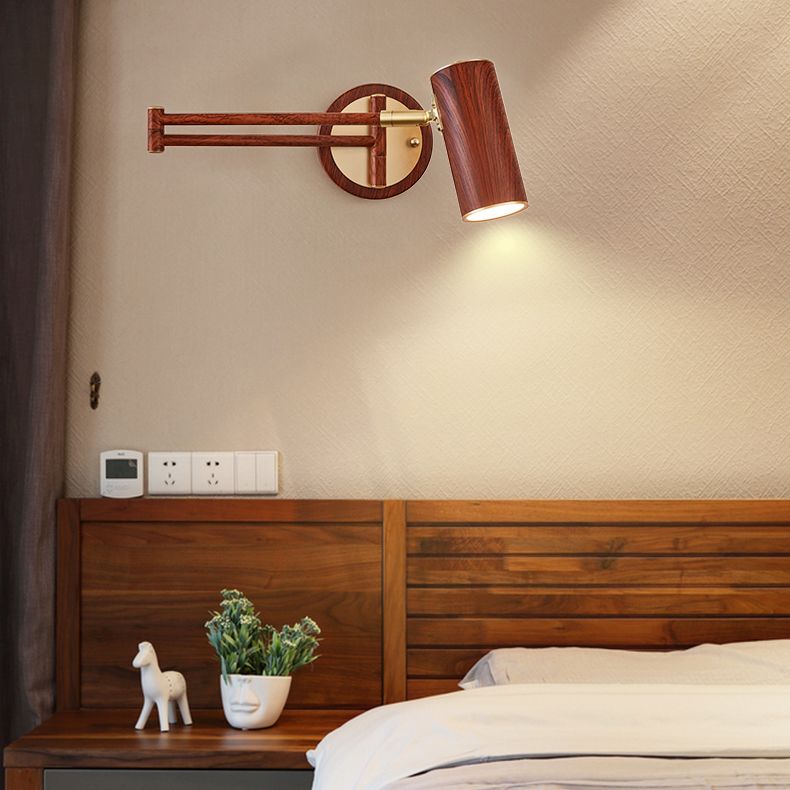 1-Licht-Zylinderwandbeleuchtung moderner Metallwandmontageleuchte in Braun