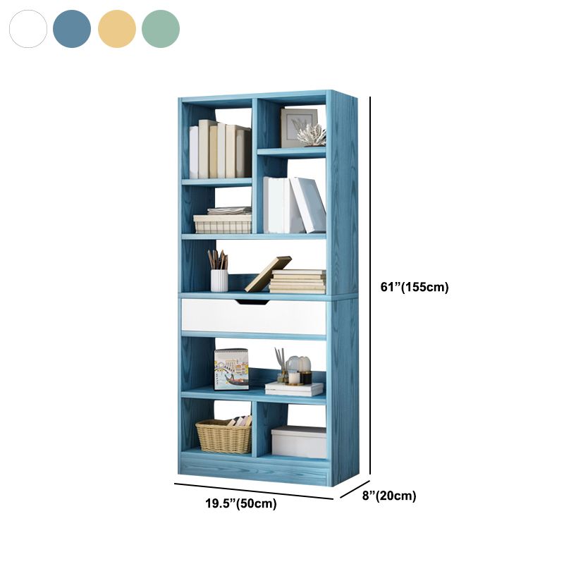 Modern Standard Open Bookshelf Engineered Wood Bookcase with Drawer Storage