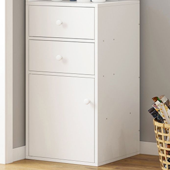 Contemporary White Water Resistant Cabinet with Drawers Corner Cabinet
