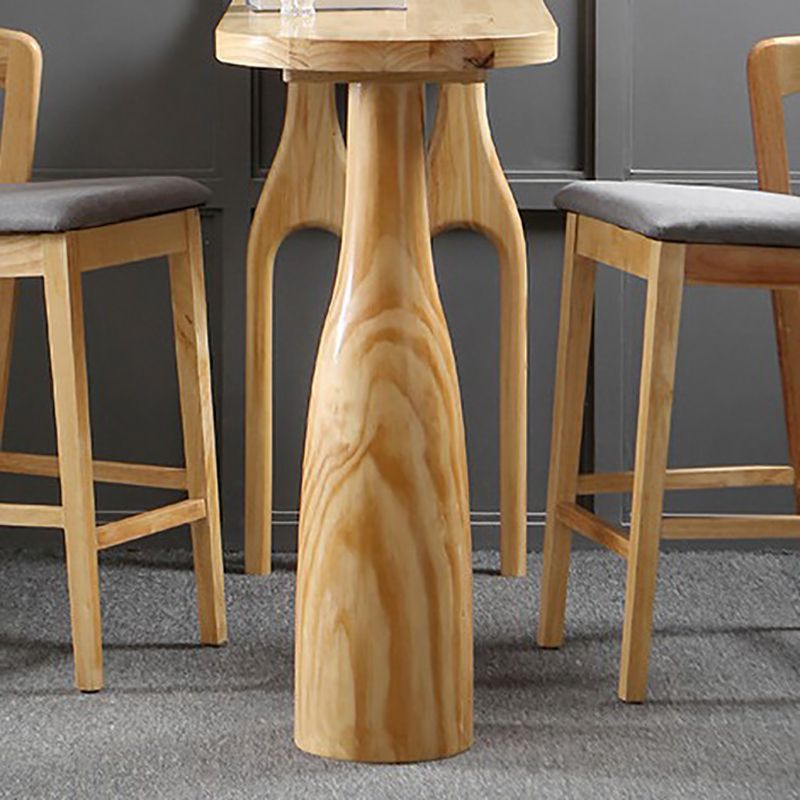 Freeform Double Pedestal Bar Table Natural Solid Wood Bar Stool Table for Dining Room