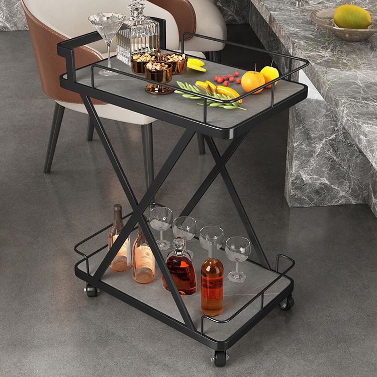 Modern Open Storage Kitchen Trolley Rectangle Dining Room Prep Table