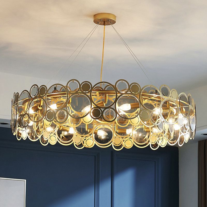 Contemporary Simple LED Chandelier Glass Geometric Pendant Light for Living Room