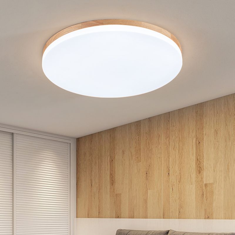 Wooden Flush Mounted Ceiling Lights LED Flush Mount Light with Acrylic Shade