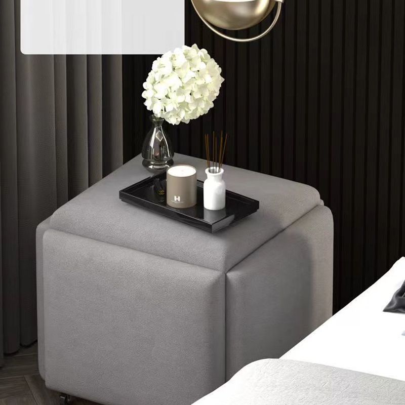 Modern Ottoman Velvet Upholstered Solid Color Square Ottoman with Bottom Rack