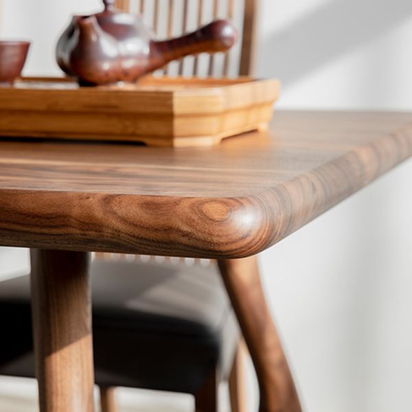 Brown Dining Table Contemporary Style Solid Wood Rectangle Dinner Table