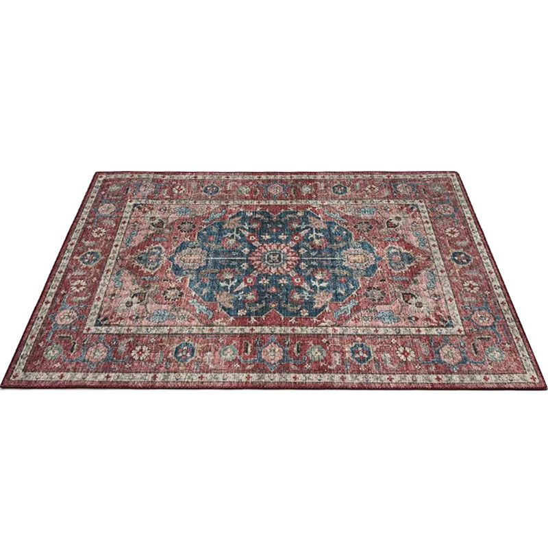 Classical Multicolor Persian Area Rug Polypropylene Floral Carpet Washable Stain Resistant Anti-Slip Rug for Guest Room