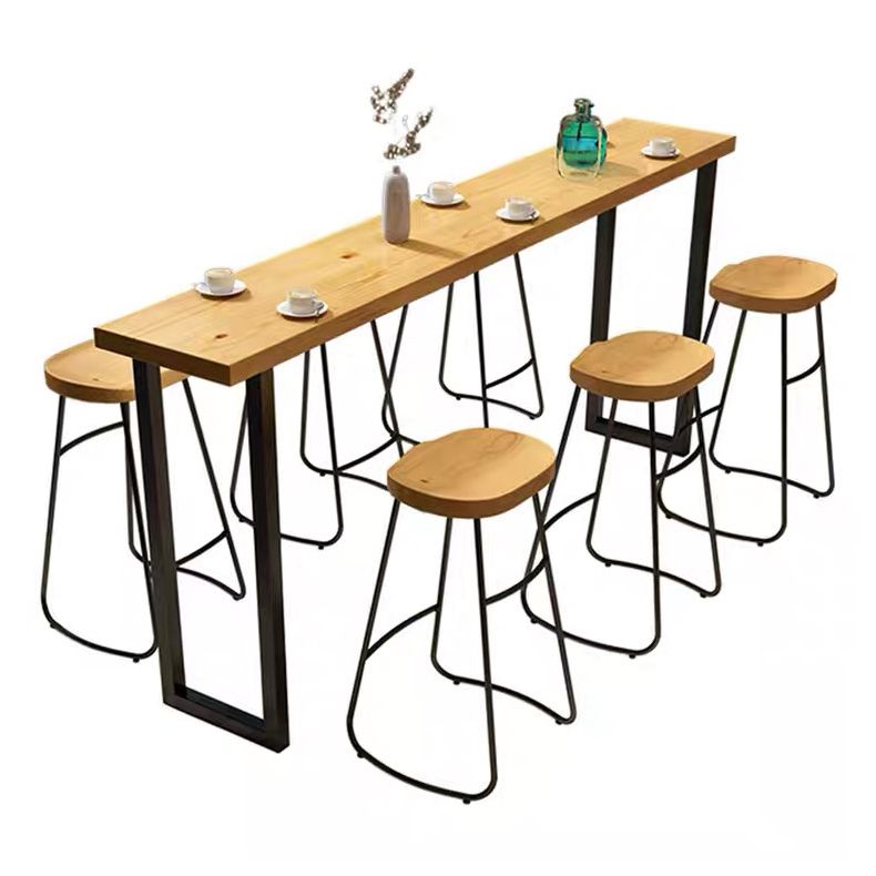 Brown Wood Bar Dining Table Traditional Luxury Rectangle Bar Table with Sled Base