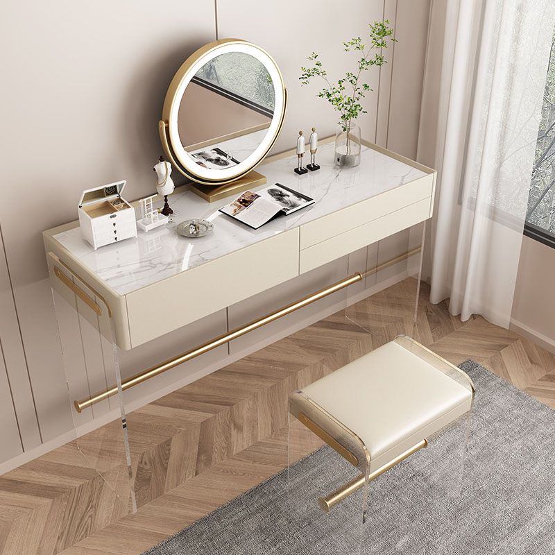 15.74" Wide Make-up Vanity with 3 Storage Drawers Bright White Dresser