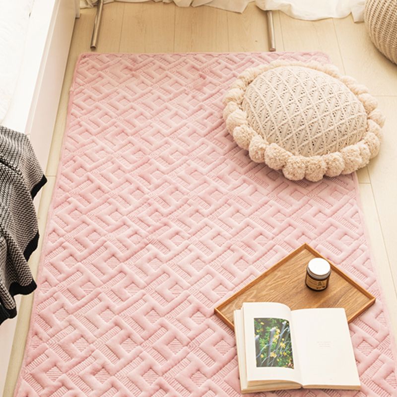 Tapis rose de couleur un tapis en polyester moderne tapis de support sans glissement pour décoration intérieure