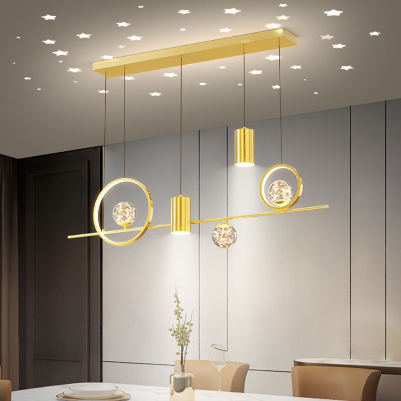 Zeitgenössisches Insel Licht Geometrisches Metall 7-Licht-Insel Deckenleuchte