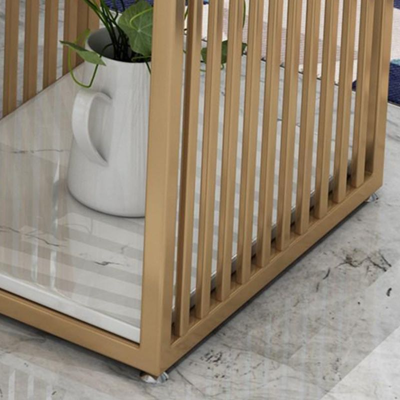 Faux Marble Bar Height Table Modern Style Bistro Table with 2 Shelves