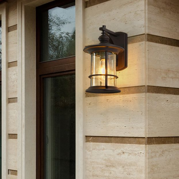 American Style Glass Wall Light Post-box Shape Wall Sconce for Outdoors