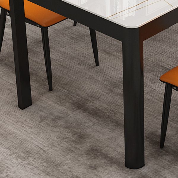 Tavolo da pranzo in pietra sinterizzato moderno tavolo rettangolare con quattro gambe metalliche