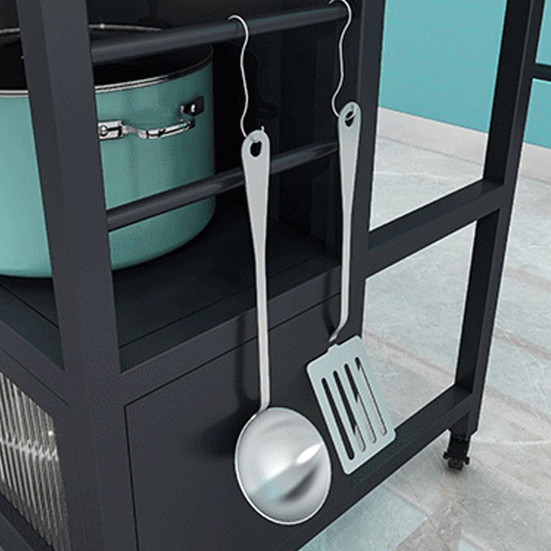 Dining Room Modern Prep Table Rectangular Kitchen Trolley with Storage Cabinet