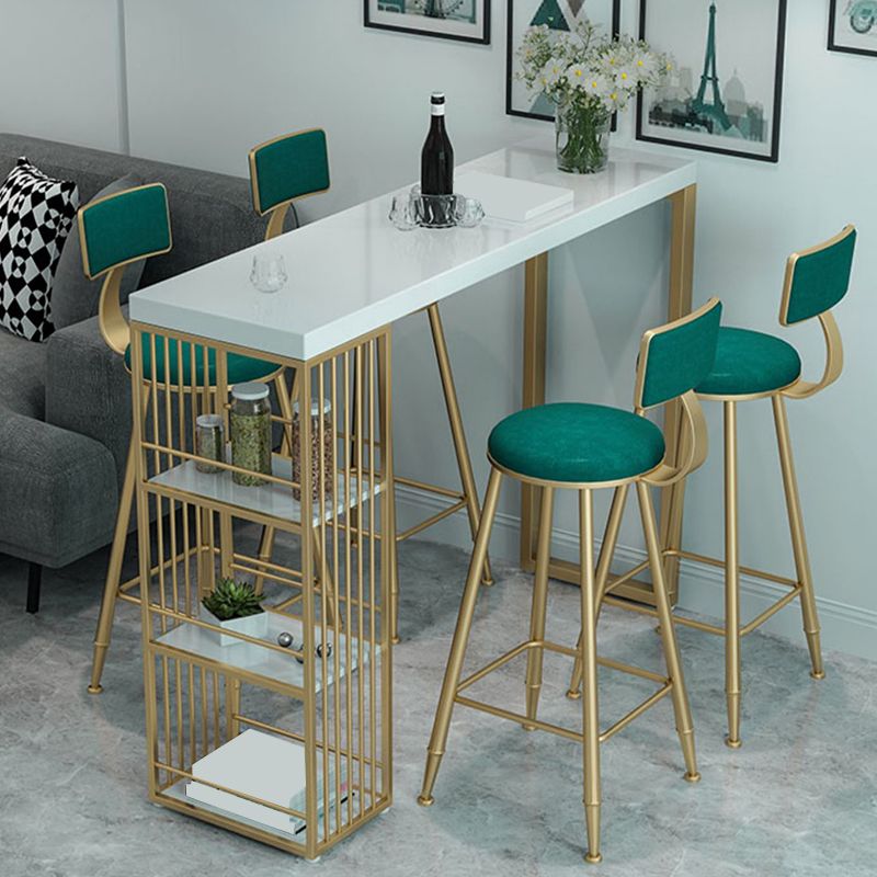 Glam Backrest Bar Stool Gold Metal Dining Stool with Cushion