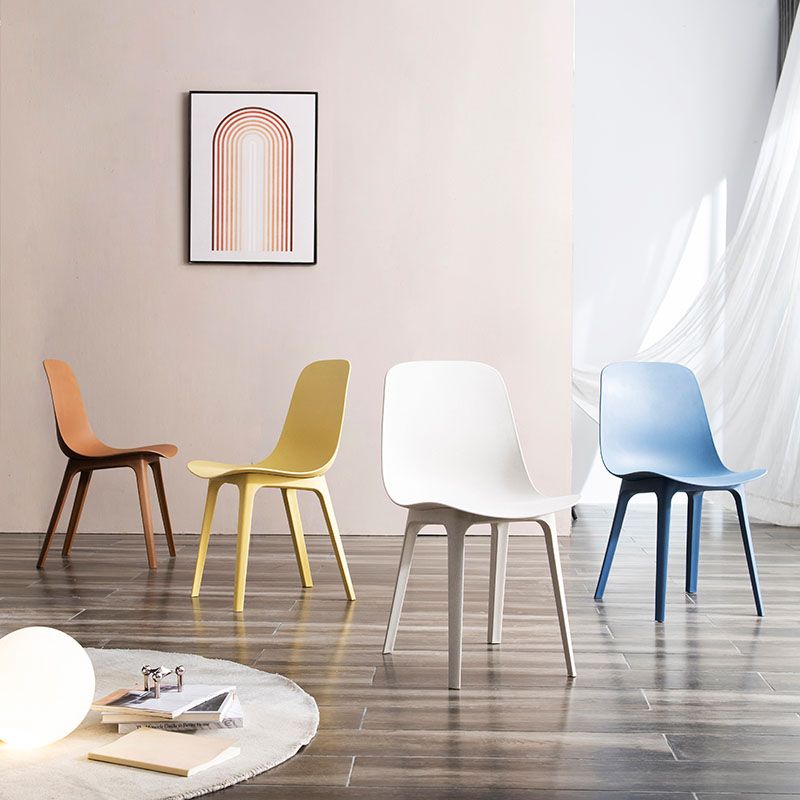 Plastic Side Chair Contemporary Solid Back Armless Dining Chair