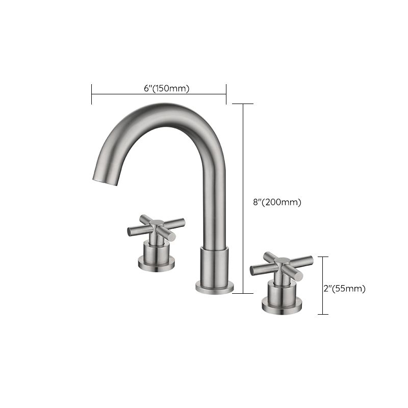 Stainless Steel Sink Faucet Circular Cross Handles Faucet for Bathroom