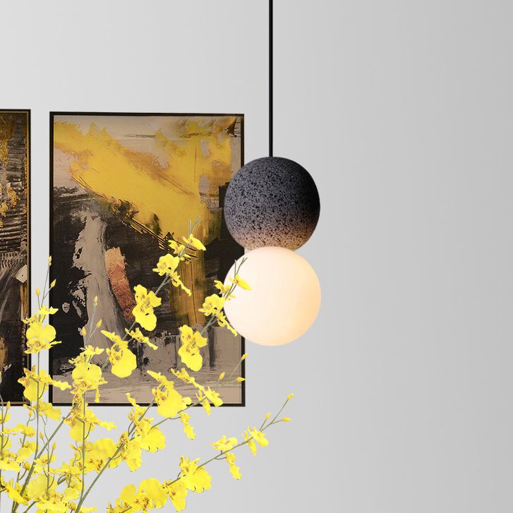Globe Glass Pendant Light in Modern Creative Style Cement Single Hanging Lamp for Dining Room