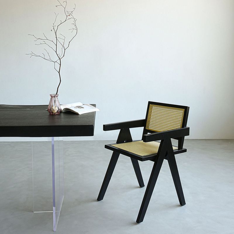 Industrial Solid Wood Furniture 1/5 Pcs Black Dining Room Table Set