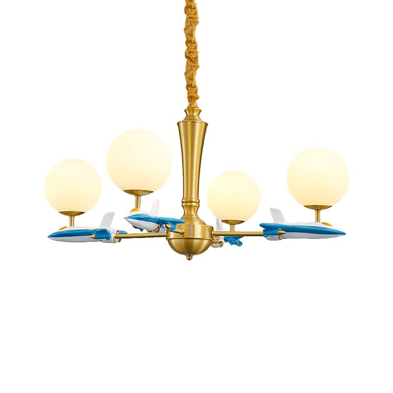 BAMBINI LAMPAGGIO SOSPENSIONE SPHERICA LIMA LAMONO LAmpacano a 4 luci Nursery Lampada con aeroplano deco in blu