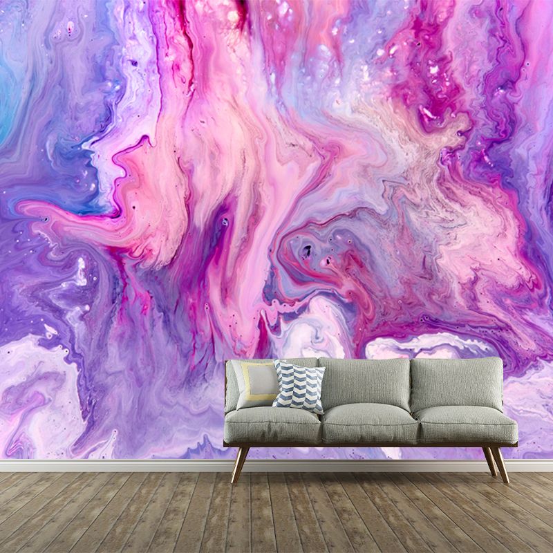 Purple Cascade Watercolor Mural Water Resistant Artistic Bedroom Wall Decoration